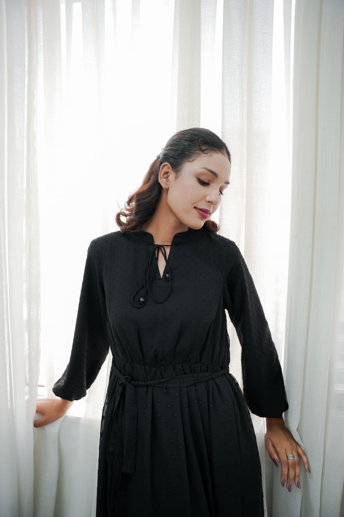 COCO BLACK BROCHIA LONG DRESS