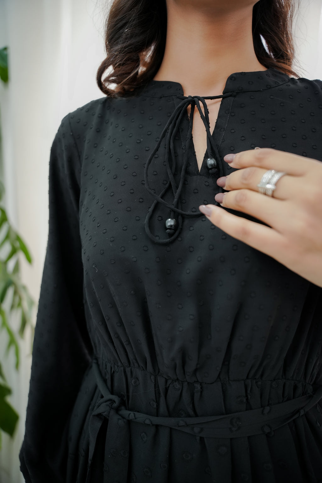 COCO BLACK BROCHIA LONG DRESS