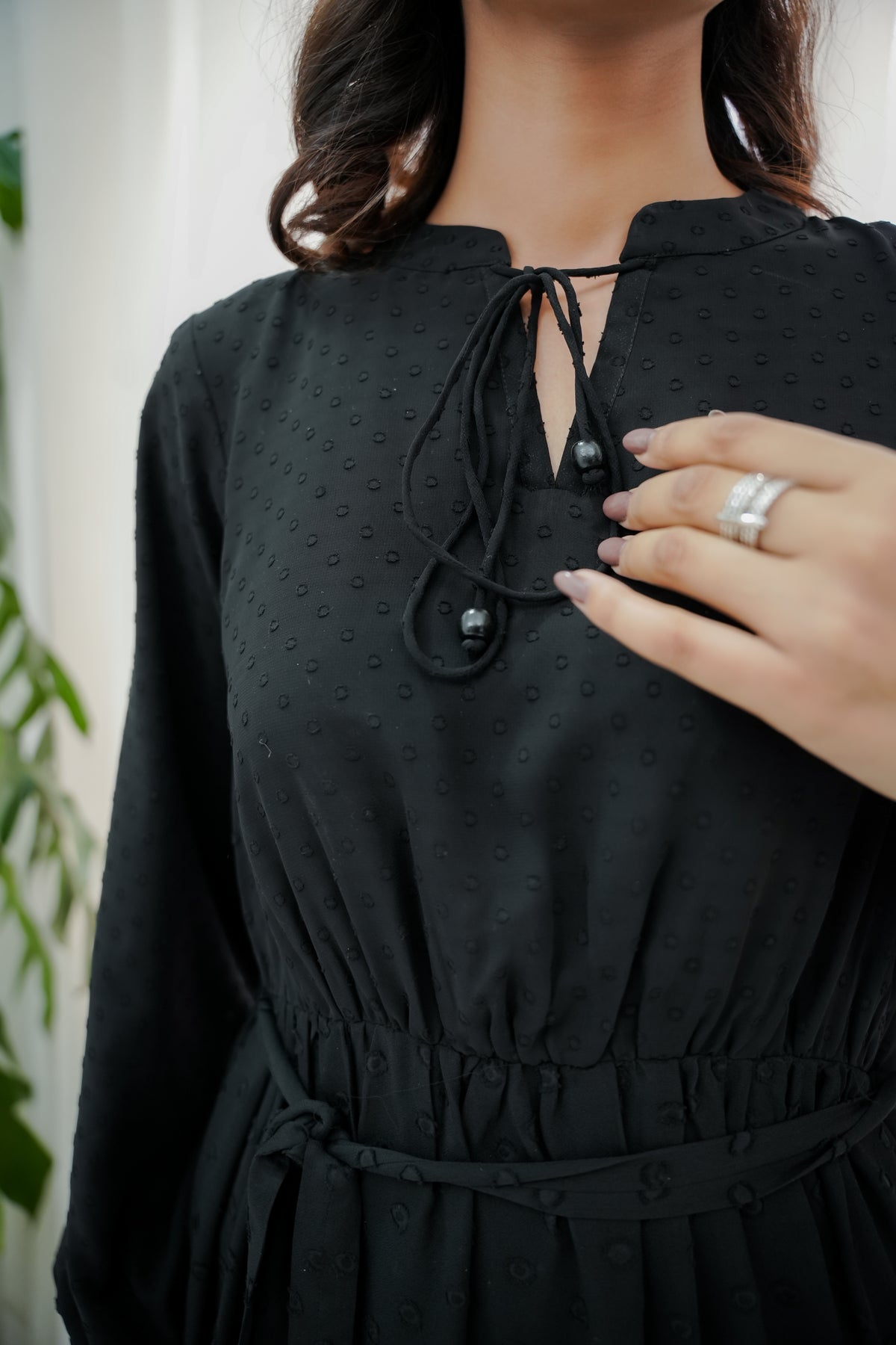 COCO BLACK BROCHIA LONG DRESS