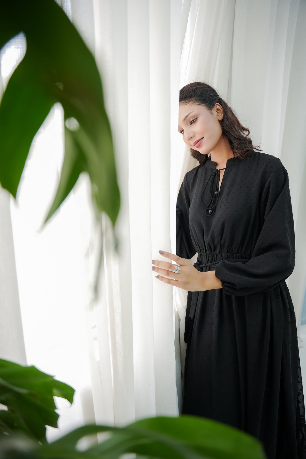 COCO BLACK BROCHIA LONG DRESS