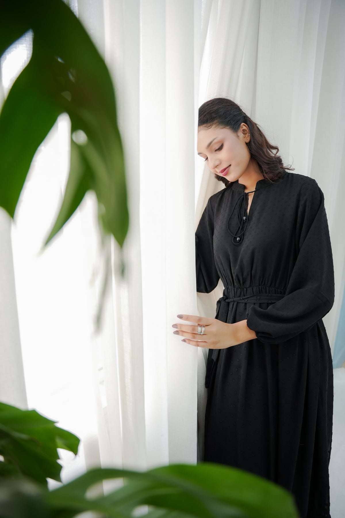 COCO BLACK BROCHIA LONG DRESS