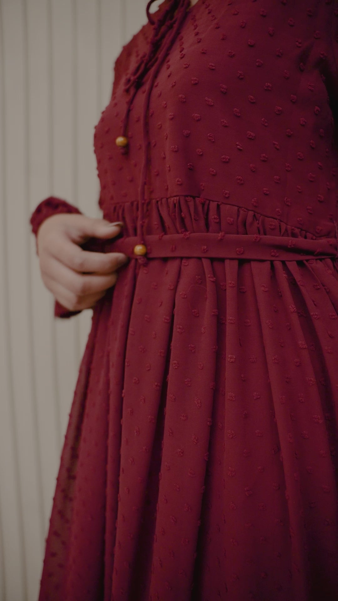 ETHEREAL MAROON BROCHIA LONG DRESS