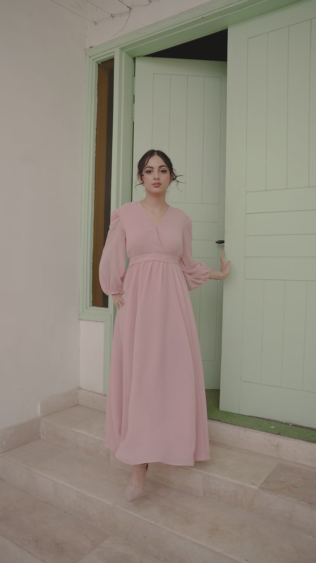 PINK PATELS LONG DRESS